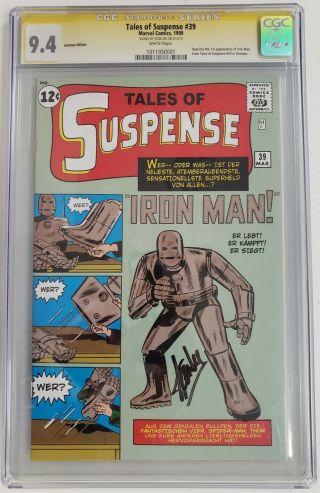Tales Of Suspense 39 Cgc 9.  4 German Edition Signed By Stan Lee 1st Iron Man