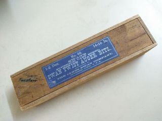 Vintage Swan Twist Auger Bit Box With Intact Label