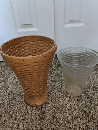 Longaberger Floral Vase Basket With Plastic Protector Set Collectors Club 2003