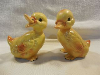 Vintage Lefton Japan Ceramic Easter Yellow Duck Duckling Figurines Set Of 2