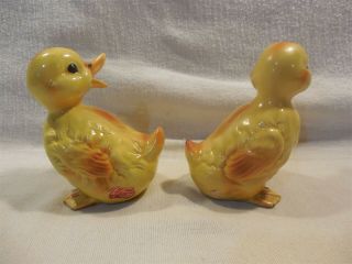 Vintage Lefton Japan Ceramic Easter Yellow Duck Duckling Figurines Set of 2 3