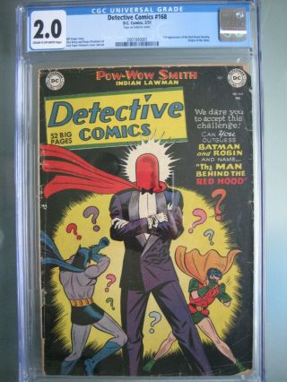 Detective Comics 168 Cgc 2.  0 Dc 1951 Rare 1st App Red Hood - Origin Joker