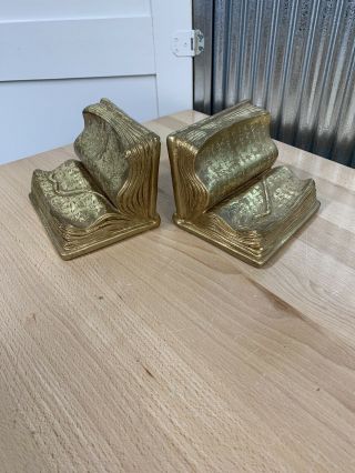 Vintage Bookends Book Ends Open Book See Pictures