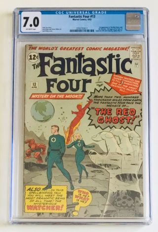Fantastic Four 13 Cgc 7.  0 1st Appearance Of The Watcher & Red Ghost - Jack Kirby