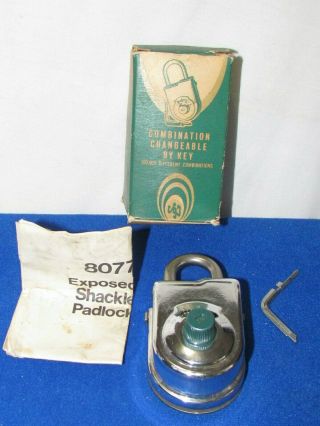 Vintage 1974 Sargent & Greenleaf Key Changing Combination Lock 8077a