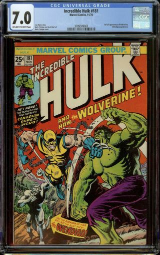 Incredible Hulk 181 Cgc 7.  0 W/ow - 1st Appearance Of Wolverine