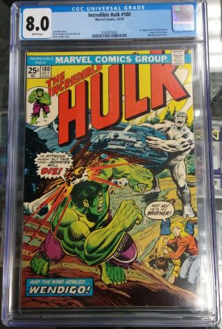 Incredible Hulk 180 1st Cameo Wolverine,  Cgc 8.  0 White Pages