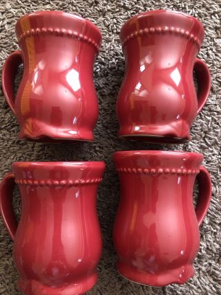 Guc Pavillion Princess House Berry Red Set Of 4 Mug Coffee Cup Vintage Retired