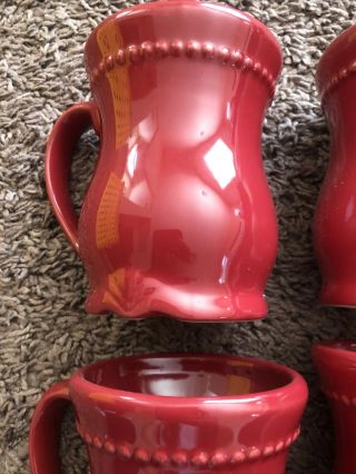 GUC Pavillion Princess House Berry Red Set of 4 Mug Coffee Cup Vintage Retired 2