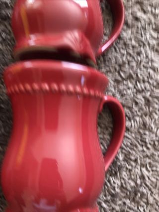 GUC Pavillion Princess House Berry Red Set of 4 Mug Coffee Cup Vintage Retired 3