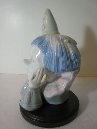 SAD JESTER Clown Head Bust Figurine Gloss Figure w/wood base 2