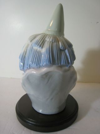 SAD JESTER Clown Head Bust Figurine Gloss Figure w/wood base 3
