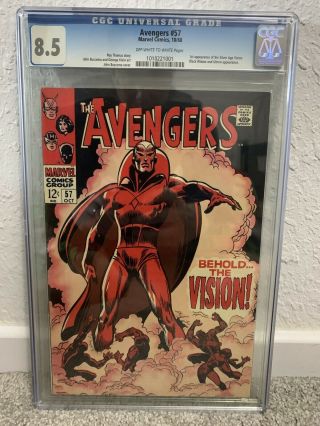 Avengers 57 1st Vision Mcu Cgc 8.  5 Ow - White Pages Wanda Scarlet Witch