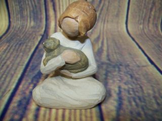 2008 Willow Tree By Demdaco Kindness Girl Sitting With Cat Figurine