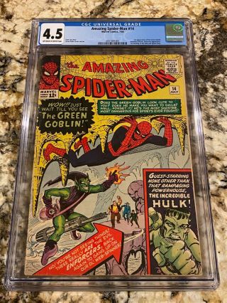 Spider - Man 14 Cgc 4.  5 Ow - Wh Pgs 1st Green Goblin Huge Key Hot Movie