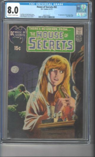 House Of Secrets 92 Cgc 8.  0 Ow/white Pages 1st Appearance Of Swamp Thing
