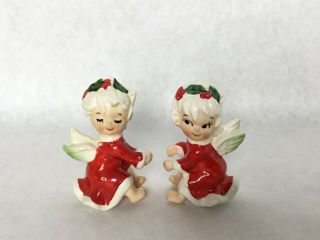 Vintage Ceramic Christmas Angels Candle Hugger Climber Lefton