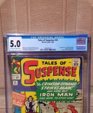 TALES OF SUSPENSE 52 CGC 5.  0 OW - WHITE Pages 1st Black Widow Iron Man 1 Movie 2