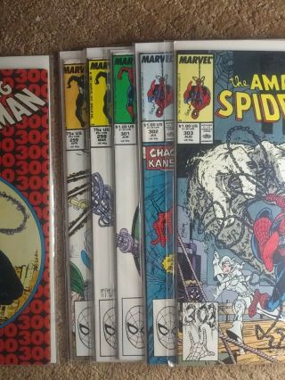 Spiderman 298,  299,  300 Newsstand Edition,  301,  302&303 2