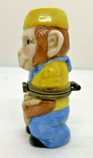 DEPT 56 Porcelain Trinket Box Bellhop Monkey Grinder Monkey Pillbox 3” 2