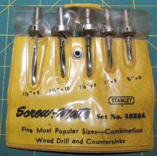 Stanley Screw - Mate Set No.  1525a - 5 Piece Combination Wood Drill & Countersinks