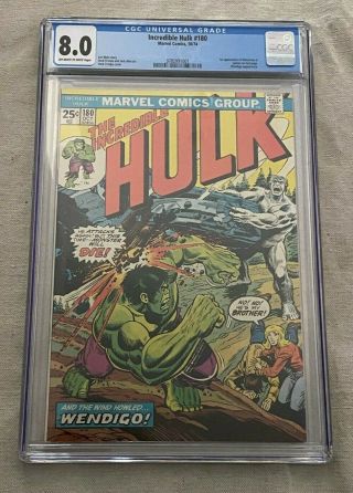 Incredible Hulk 180 Marvel 1974 Cgc 8.  0 First Appearance Of Wolverine Comic