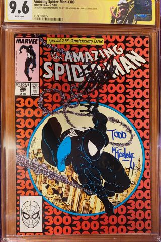 Spiderman 300 Cgc 9.  6.  Ss Signed Todd Mcfarlane Stan Lee Venom Label