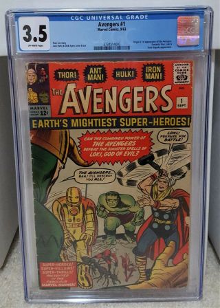 Avengers 1 (1963) Cgc 3.  5 - 1st Appearance Of The Avengers Marvel Comics Key