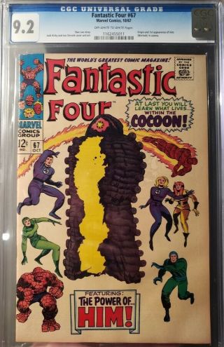 Fantastic Four 67 Marvel Cgc F/vf: 9.  2 Origin And 1st App Of Him (warlock)