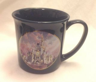 Walt Disney World Coffee Mug / Cup Cobalt Blue Gold Trim Happiest Celebration Ec