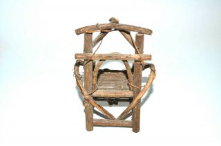 Small Hand Made Wooden Chair Doll House Miniature Toy Bentwood Twig Furniture 3