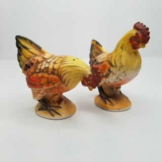 Vintage Lefton Salt And Pepper Shakers Chickens Hen Rooster Made In Japan