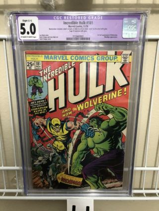 The Incredible Hulk 181 Cgc 5.  0 1st Wolverine Restored C - 1