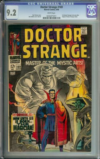 Doctor Strange 169 Cgc 9.  2 White Pages // 1st Doctor Strange In His Own Title