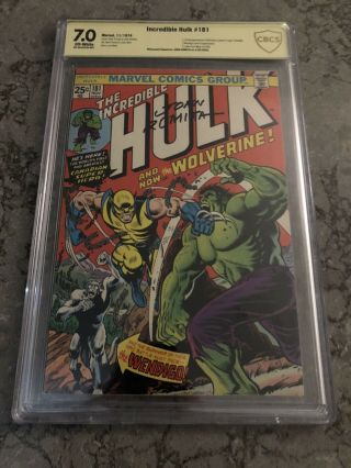 The Incredible Hulk 181 Cbcs 7.  0 Signed John Romita 1st App Wolverine