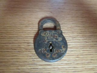 Vintage Miller Six Lever Padlock Lock (no Key)