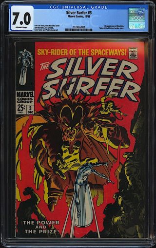 Silver Surfer 3 Cgc 7.  0 Marvel 1968 1st Mephisto