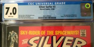 Silver Surfer 3 CGC 7.  0 White Pages First 1st appearance Mephisto Marvel 1968 2