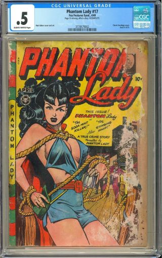 Phantom Lady 17 Classic Matt Baker Good Girl Bondage Cover Soti Fox 1948 Cgc.  5