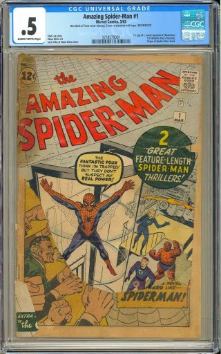 Spider - Man 1 Unrestored First Issue Silver Age Marvel Comic 1963 Cgc.  5