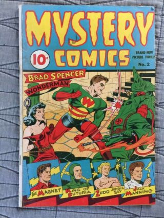 Rare 1944 Golden Age Mystery Comics 2 Classic Bondage Nazi Cover