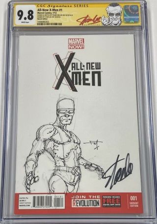 Marvel All X - Men 1 Signed By Stan Lee & Sketched By Frank Miller Cgc 9.  8 Ss