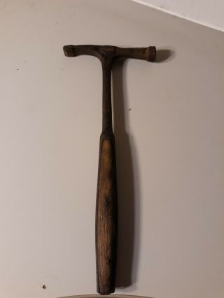 Vtg Antique Saddle Maker Tack Hammer Tool Wood Handle Primitive