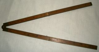 Antique No.  62 Stanley Rule & Level Co Brass Bound Folding Ruler Boxwood Vintage