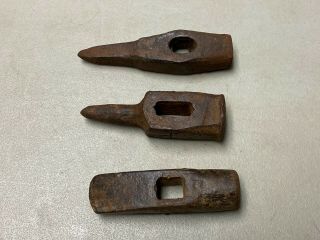 3 Vintage Small Blacksmith Hammer Heads Cross Peen & 2 Punch Anvil Forge Tool