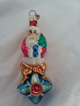 Christopher Radko Christmas Ornament Santa Bow Star 4.  5 Inches