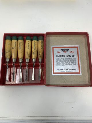 Vintage Millers Falls 106 Carving Tool Set 6 Piece Box