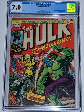 Incredible Hulk 181 Cgc 7.  0 Ow/w Pages; First Wolverine;