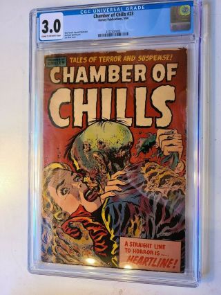 Chamber Of Chills 23 Harvey 1954 Cgc 3.  0 Classic Precode Horror Kissing Cover