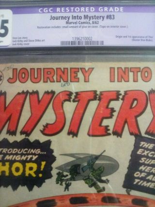 Journey Into Mystery 83 - Marvel 1962 - Cgc 1.  5 Origin & 1st App Of Thor